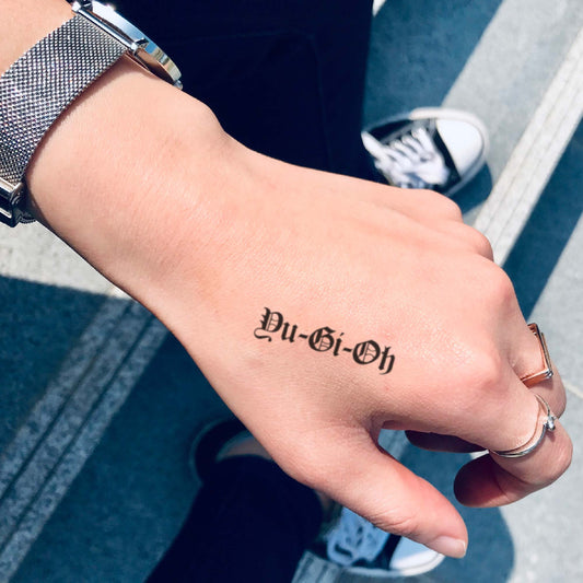 Yu Gi Oh custom temporary tattoo sticker design idea inspiration meanings removal arm wrist hand words font name signature calligraphy lyrics tour concert outfits merch accessory gift souvenir costumes wear dress up code