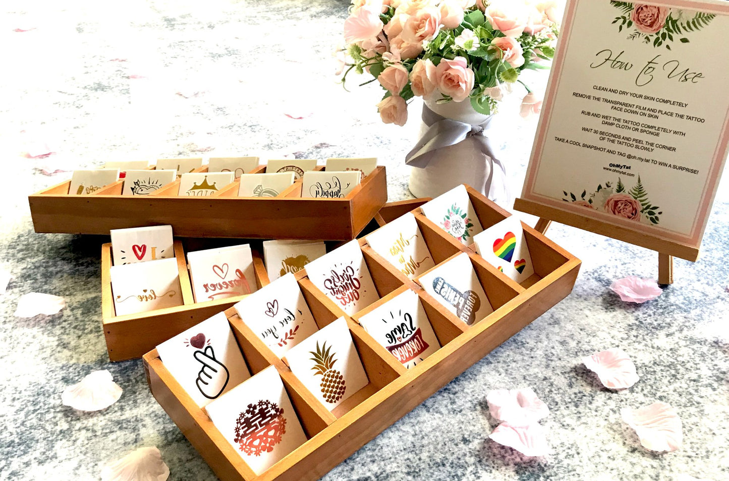 OhMyTat - Wedding Metallic fiesta Rose Gold Silver Color Flash Temporary Tattoo Sticker Booth Corner Package