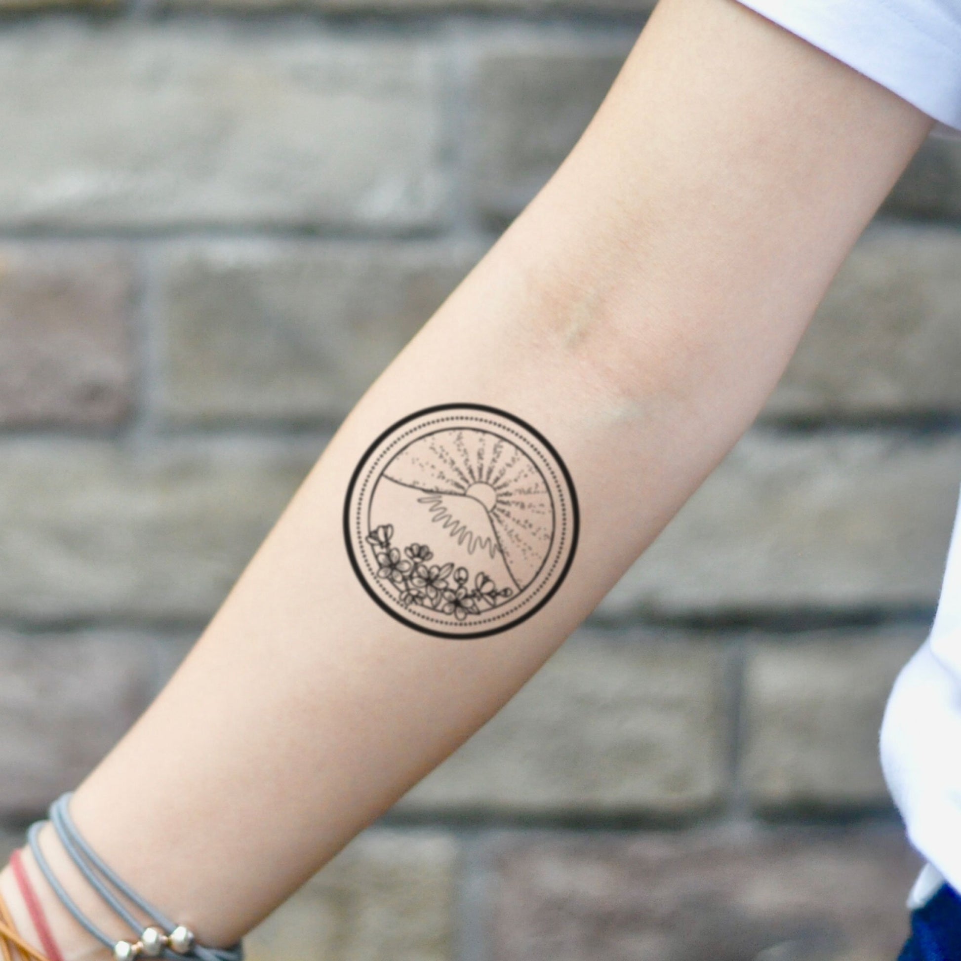 fake small tokyo mount fuji mt funky geology nature temporary tattoo sticker design idea on inner arm