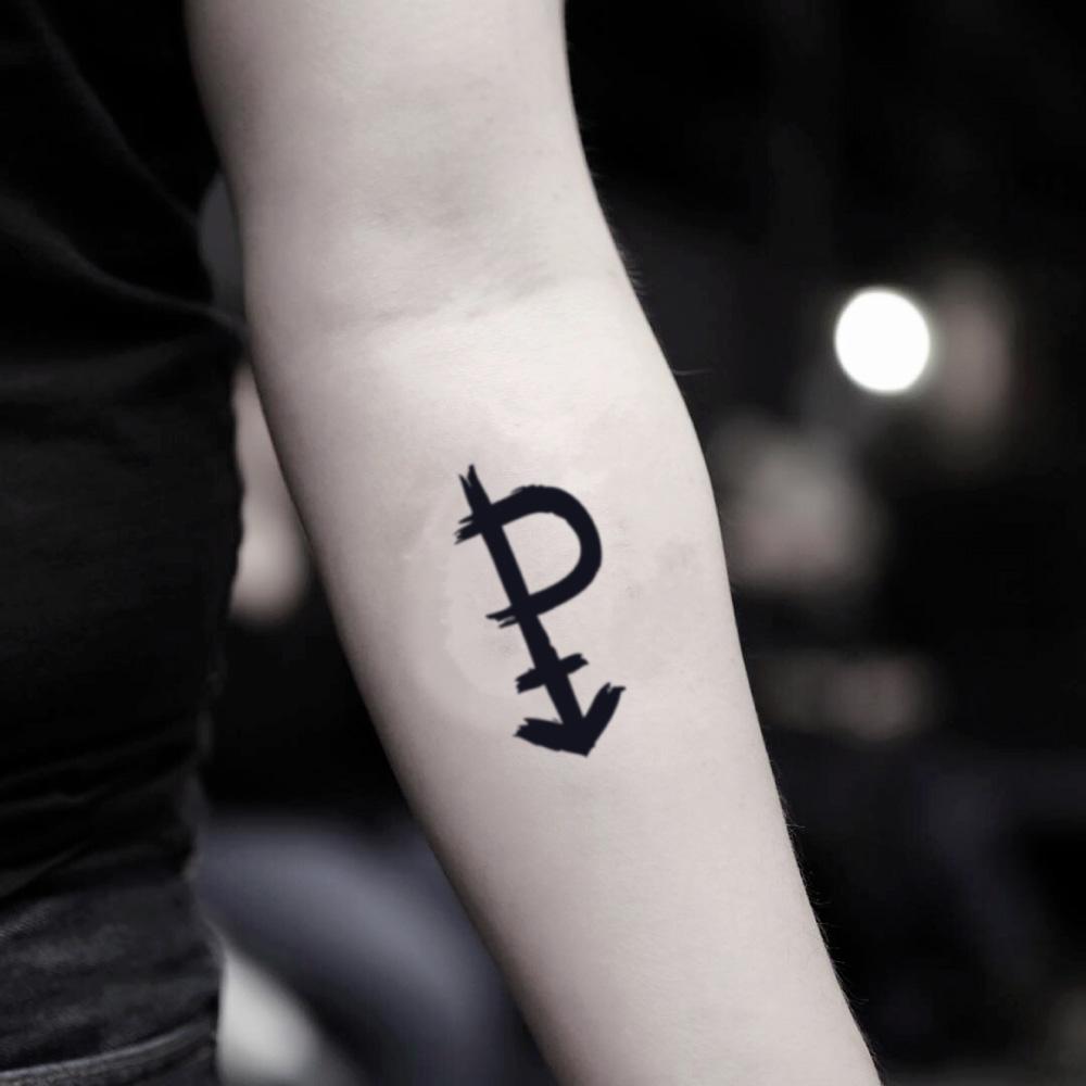 fake small pansexual minimalist temporary tattoo sticker design idea on inner arm