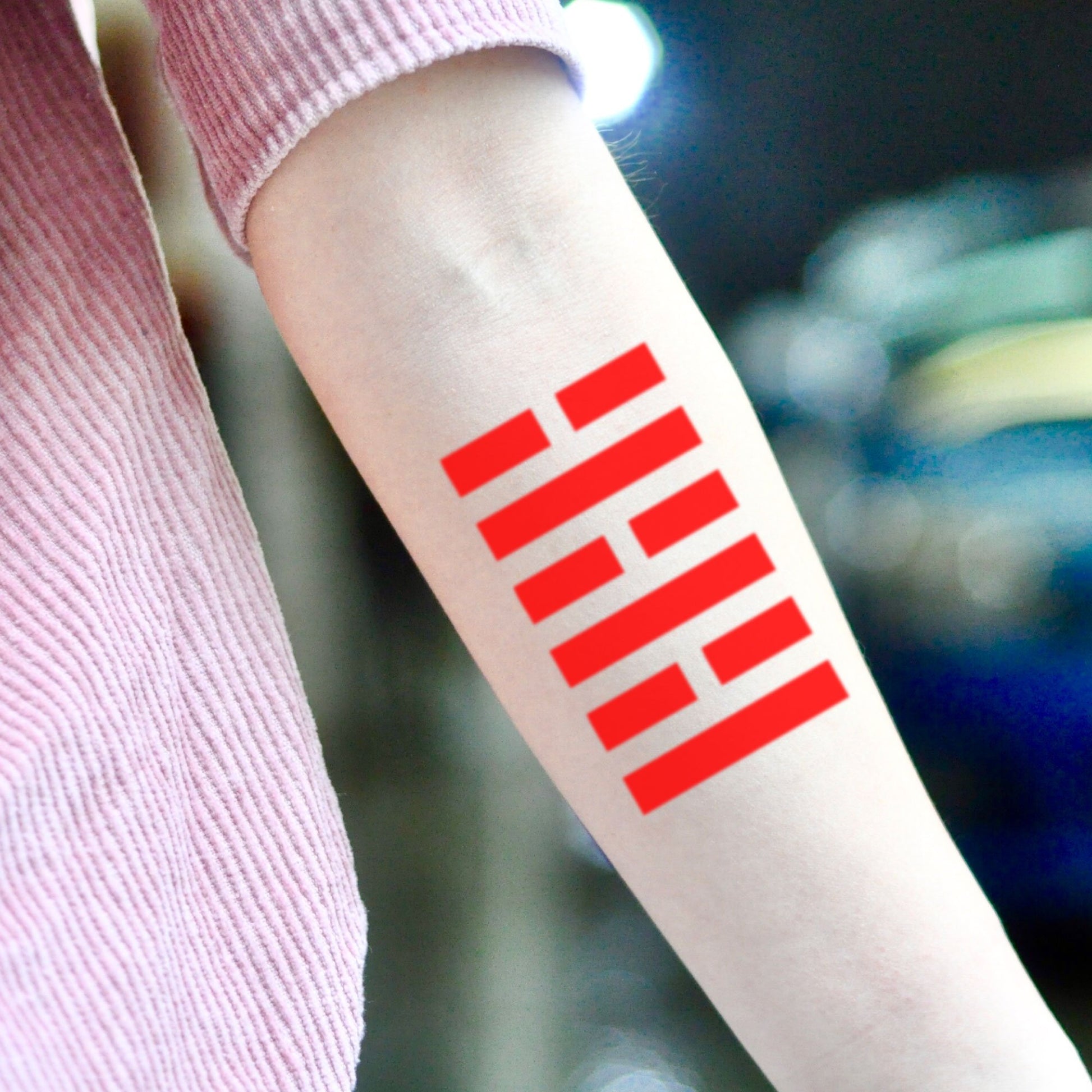fake small storm shadow gi joe snake eyes minimalist temporary tattoo sticker design idea on inner arm