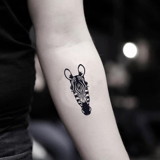 fake small zebra animal neuroendocrine net cancer day temporary tattoo sticker design idea on inner arm